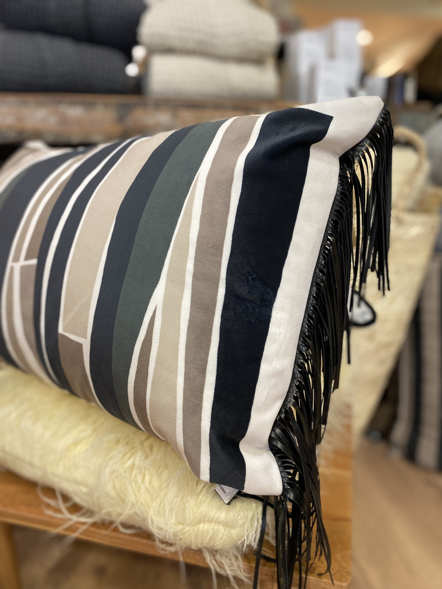 Coussin rectangulaire velours   franges