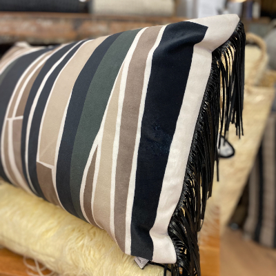 Coussin rectangulaire velours   franges