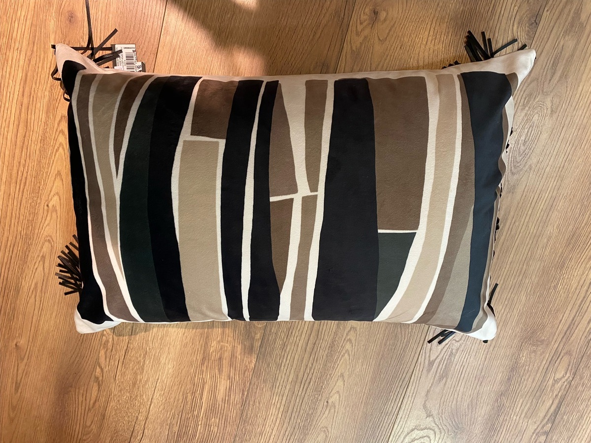 Coussin rectangulaire velours   franges
